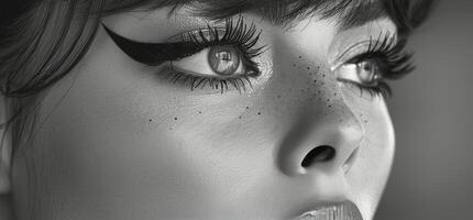 Woman With Freckles in Black and White photo