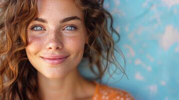 Close Up Portrait of Woman With Curly Hair photo