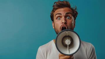 Man Holding Megaphone photo