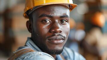 Confident Construction Worker in Industrial Setting photo