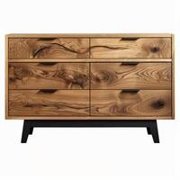 Wooden Dresser With Black Legs and Drawers photo