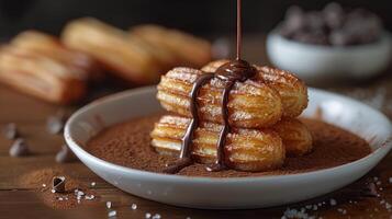 Close Up of Chocolate Covered Pastry photo