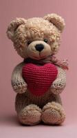 Brown Bear Holding Red Heart photo