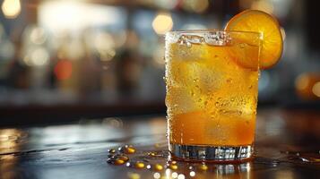 Close Up of a Glass of Orange Juice photo