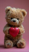 Brown Bear Holding Red Heart photo