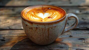 A cup of coffee with a lot of coffee grounds on the table photo