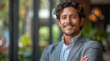 sonriente hombre en traje y Corbata foto