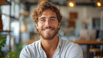 Smiling Man With Curly Hair photo