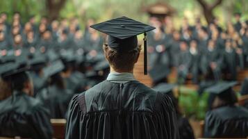 Group of People in Graduation Caps and Gowns photo