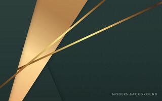 modern green abstract with golden lines background vector