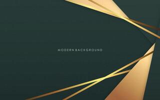 modern green abstract with golden lines background vector