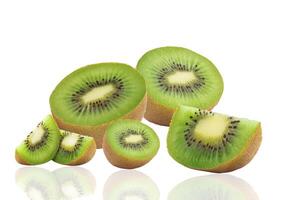 Bright green kiwi slices presented artistically photo