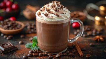 A Cup of Hot Chocolate With Whipped Cream photo