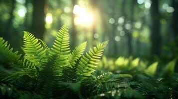 Close-Up of Fern Leaf in Forest photo