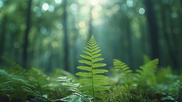Close-Up of Fern Leaf in Forest photo