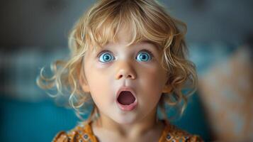 Little Girl in Yellow Jacket Making a Surprised Face photo
