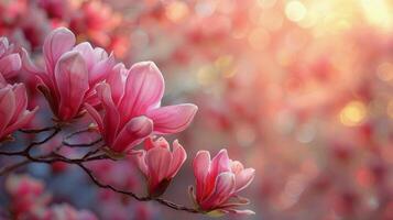 Close-Up of Pink Flowers on a Tree photo