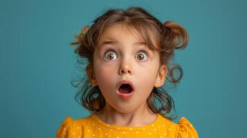 Little Girl in Yellow Jacket Making a Surprised Face photo