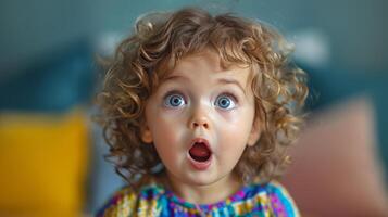 Little Girl in Yellow Jacket Making a Surprised Face photo