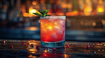 Glass of Drink on Table photo
