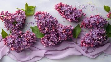Group of Purple Flowers With Green Leaves photo
