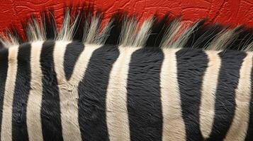 Zebra Head Against Red Wall photo