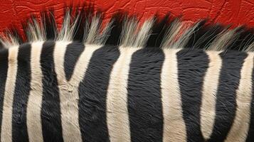 Zebra Head Against Red Wall photo