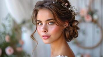 Woman Wearing Flower Crown photo