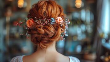 Woman With Red Hair and Flowers in Her Hair photo