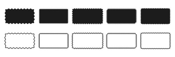 rectangular marco fronteras con zigzag ondulado bordes conjunto de geométrico formas aislado en blanco antecedentes. ilustración vector