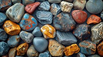 Diverse Collection of Colorful Rocks and Stones photo