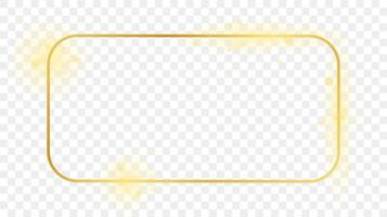 Gold glowing rounded rectangular frame isolated on background. Shiny frame with glowing effects. illustration. vector