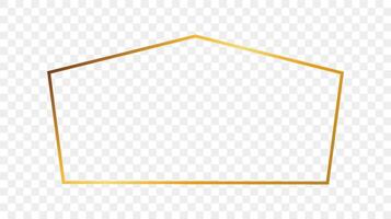 Gold glowing tetragon shape frame isolated on background. Shiny frame with glowing effects. illustration. vector