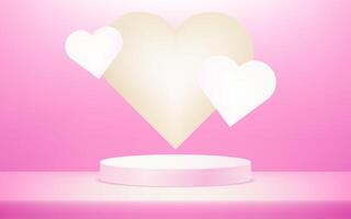 Pink cylinder pedestal podium. Valentine day minimal scene for product display presentation. Use for product display presentation, cosmetic display mockup, showcase, media banner, etc. vector