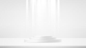 White studio room background. White background 3d with podium. Minimal scene for product display presentation. Empty room with light effect. stand for products. illustration. vector