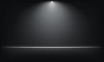 Empty Black studio room background. Abstract studio room platform design. Empty room with light effect. Use for product display presentation, cosmetic display mockup, showcase, media banner, etc. vector