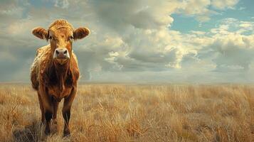 Cow Standing in a Field of Tall Grass photo