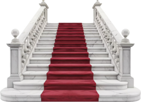 Grand Marble Staircase with Red Carpet. png