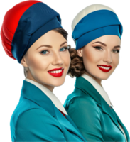 Smiling Flight Attendants Uniforms. png