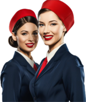 Smiling Flight Attendants Uniforms. png