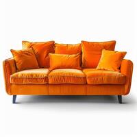 Orange Couch on White Floor photo