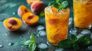 Three Tall Glasses of Fruit and Ice photo