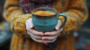 Woman Holding a Cup of Coffee photo