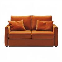 Orange Couch on White Floor photo