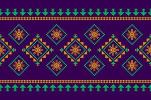 alfombra flor modelo Arte. geométrico étnico floral sin costura modelo en tribal. americano, mexicano estilo. diseño para fondo, ilustración, tela, ropa, alfombra, alfombra, batik, bordado. vector