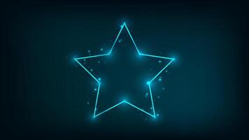 Neon frame in star form with shining effects vector