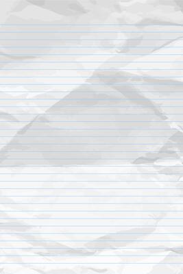 White clean crumpled notebook paper with lines