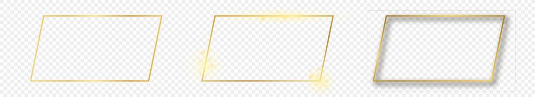 Gold glowing rectangular shape frame vector