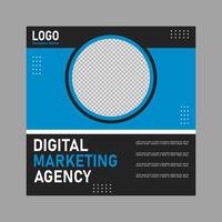 blue and black social media post design for company promotions. vector