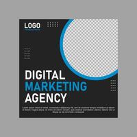 blue and black social media post design for company promotions. vector